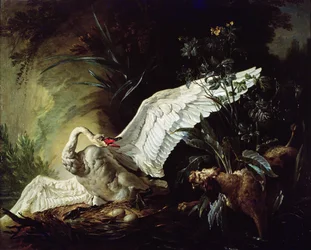 Un épagneul attaquant un cygne sur son nid, 1740